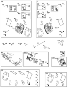 Cylinder Head Group Diagram and Parts List for 54E177-0111-J1 400000 - 699999 Briggs and Stratton Engine
